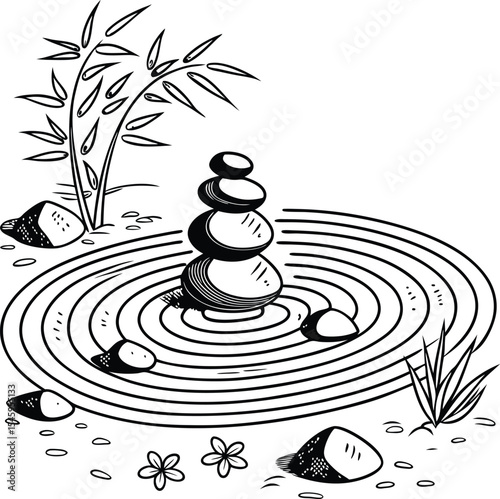 Vector illustration of a bamboo spa design with a water drop symbol aiming for business success