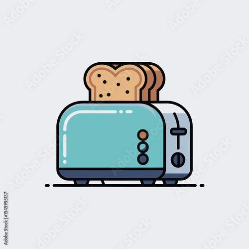 Teal Toaster with Two Brown Toast Slices Icon bread