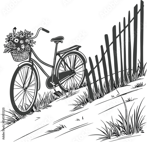 A vintage bicycle, isolated or on a road or wall, evokes a sense of retro sport and travel with its old wheel and classic frame for cycling