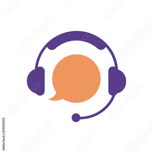 Simple chat bubble headset icon logo design perfect for customer service branding