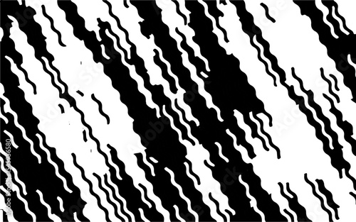 Abstract artistic wavy black and white pattern. Dynamic psychedelic background. Grunge urban style. Vector illustration
