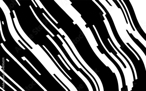 Abstract artistic wavy black and white pattern. Dynamic psychedelic background. Grunge urban style. Vector illustration