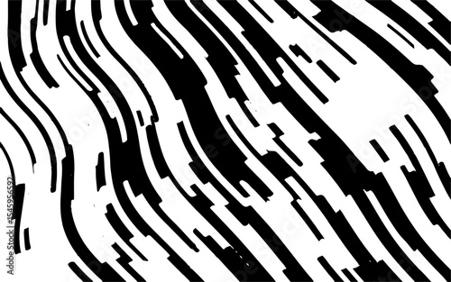 Abstract artistic wavy black and white pattern. Dynamic psychedelic background. Grunge urban style. Vector illustration