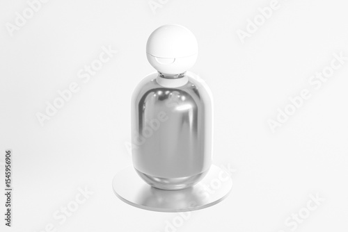 luxury cosmetic plastic bottle with ball shape flip cap mockup, metallic cylindrical shape squeeze bottle skincare packaging with Spherical flip Cap, electroplating cosmetic container