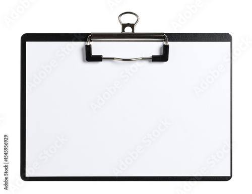 Blank white paper sheet with clips mockup isolated on transparent background