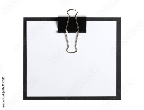 Blank white paper sheet with clips mockup isolated on transparent background
