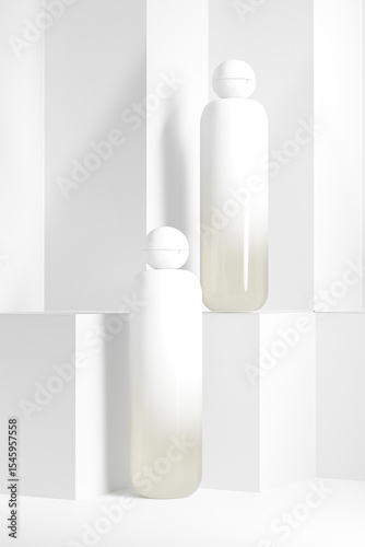 translucent cosmetic plastic bottle with ball shape flip cap mockup, luxury gradient round squeeze bottle with Spherical flip Cap, round skincare container, cylindrical shape bottle
