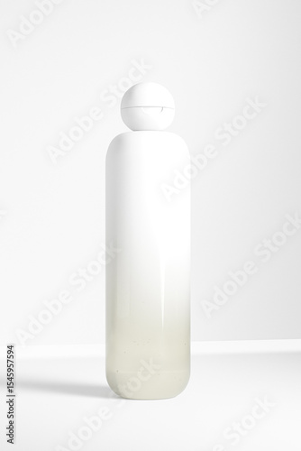 translucent cosmetic plastic bottle with ball shape flip cap mockup, luxury gradient round squeeze bottle with Spherical flip Cap, round skincare container, cylindrical shape bottle