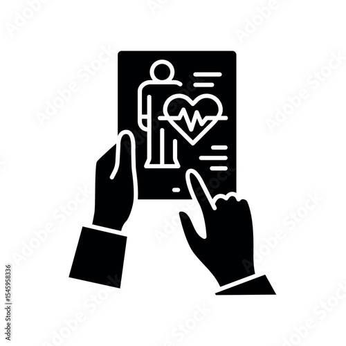remote medical monitoring black flat icon.