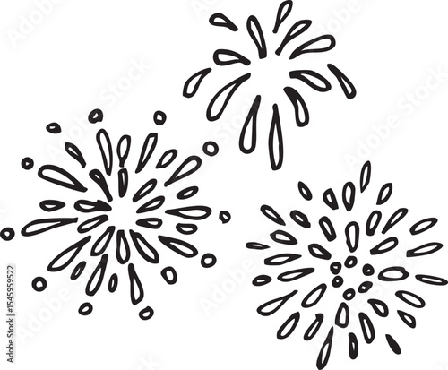 Hand-Drawn Fireworks Icon Set – Summer Festival Elements