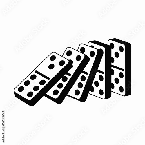 Falling Dominoes A Black and White Illustration of a Chain Reaction