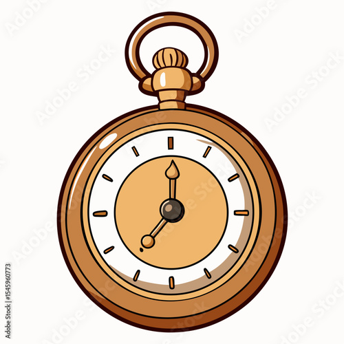 Vintage gold pocket watch illustration timepiece cartoon