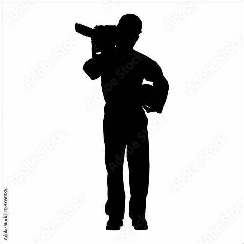 silhouette of a man with a chainsaw