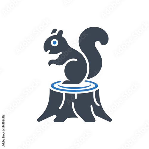Squirrel on Tree Stump Icon