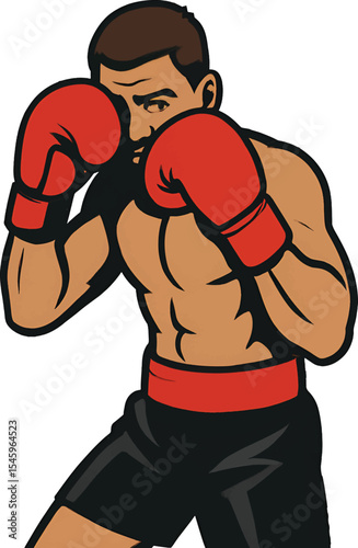 Determined Boxer in Action Ready to Strike
