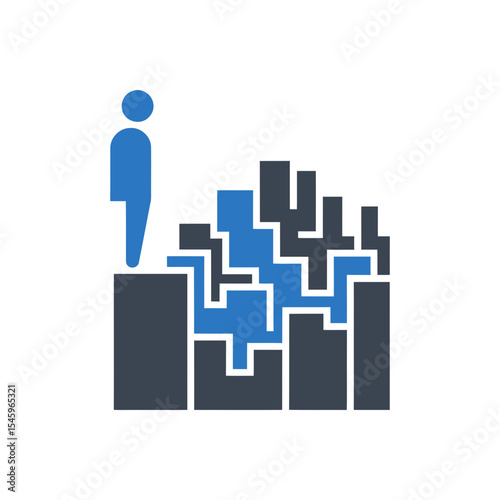Person Overlooking Complex City icon