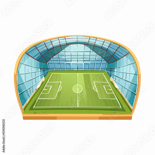 Cartoon soccer stadium interior view, vector illustration