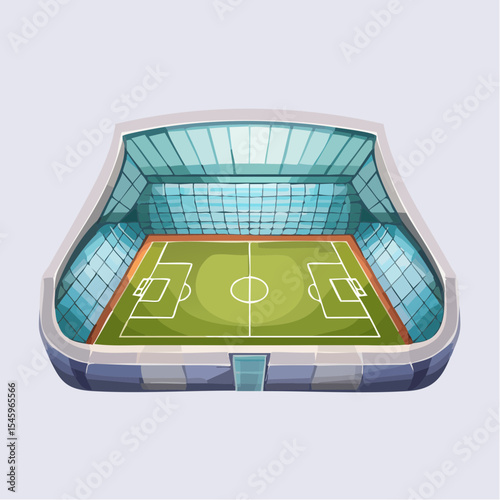 Cartoon soccer stadium interior view, vector illustration