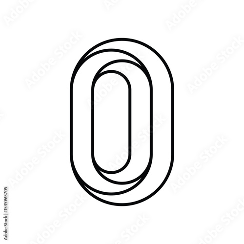 Minimalist black and white illustration of the letter O, 