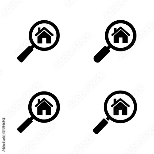 Searching for a New Home: Magnifying Glass Icon with House Symbol