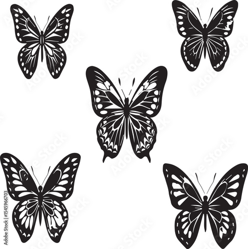 set of butterflies