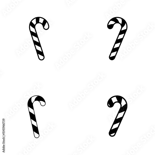Four Simple Black and White Candy Cane Illustrations