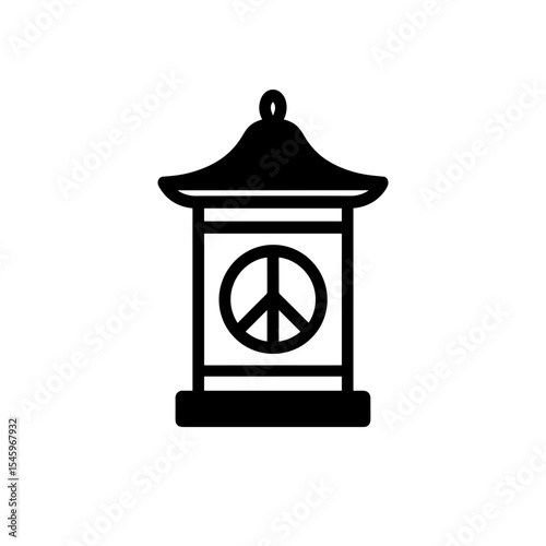 Peace symbol on shrine icon in outline style