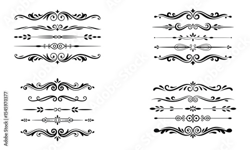 Collection of vintage ornamental divider elements for borders frames and decorative design
