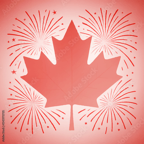Celebrating Canada Day with fireworks and the iconic maple leaf in vibrant red and white colors