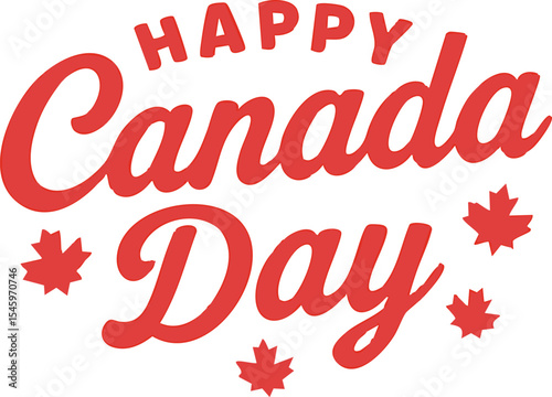 Celebration of Canada Day with festive greetings and iconic maple leaves in vibrant red against a light background