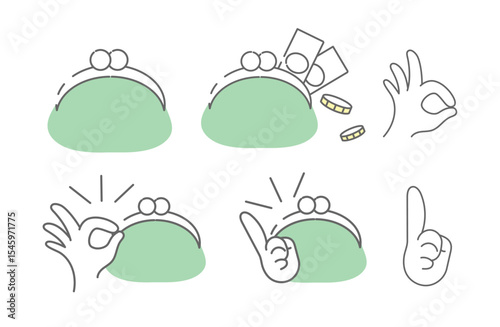 Wallet and Hand Gesture Icon Set
