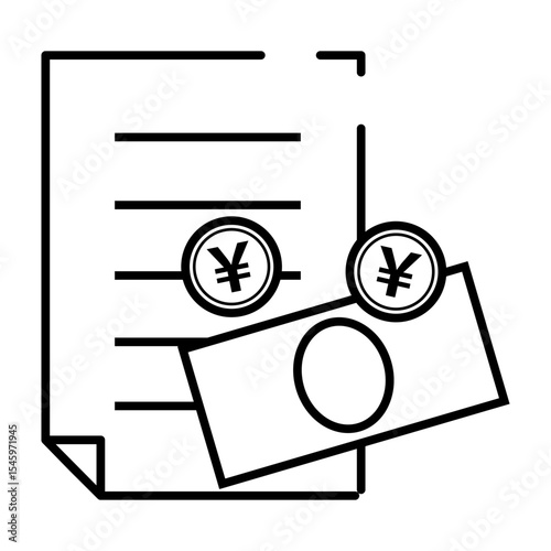 Icon of invoice document and money payment