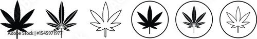 Cannabis Leaf Icon Set,  Cannabis Leaves Logo, vector illustration .