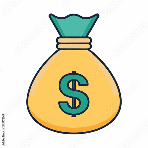 Cartoon money bag icon illustration design
