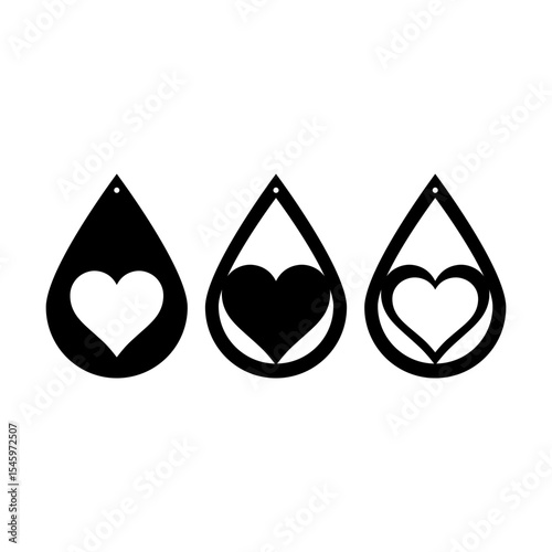 Heart earrings svg cut file. Isolated vector illustration.