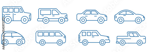 Various vehicle line  icon sets  . Simple line set of car icons. 