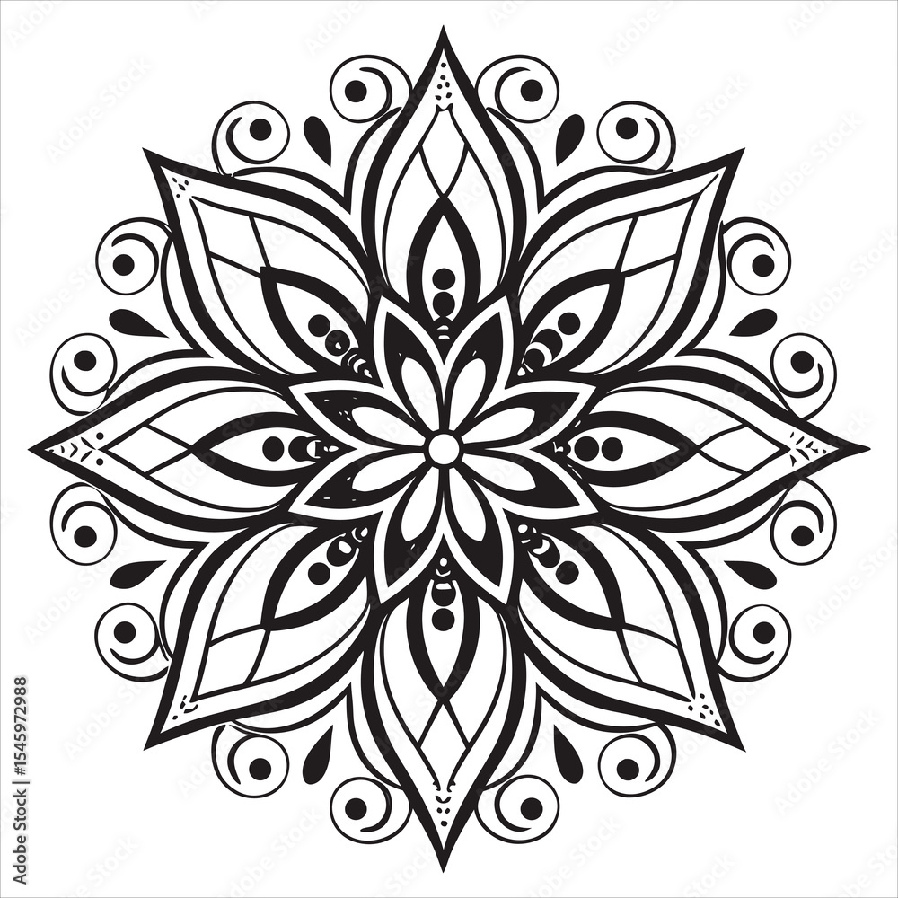 Fototapeta premium Circular pattern in the form of a mandala. Mehndi style. Decorative pattern in oriental style. Coloring book page. mandala post . mandala