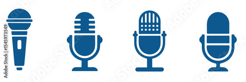 Microphone Icons set. Podcast microphone. Microphone vector icon on white background . 