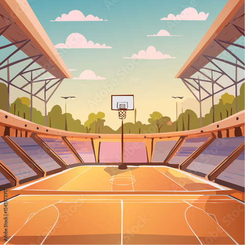 cartoon basketball arena interior view