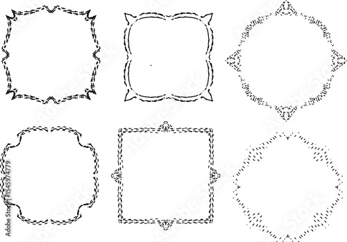 six black and white vintage luxury ornament frame designs