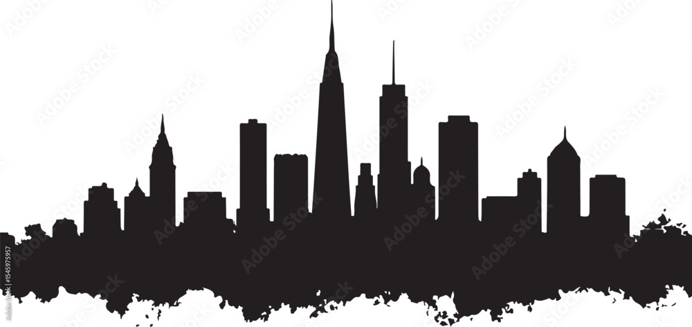 Fototapeta premium Modern City Skyline Silhouette Set