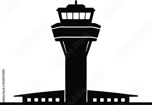 air traffic control tower silhouette vector