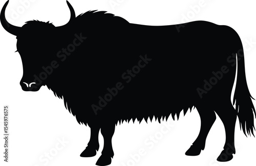yak cow silhouette vector illustration