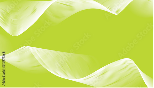 Abstract vector background with smooth white wave shapes flowing over a bright green backdrop, creating a clean and modern design.