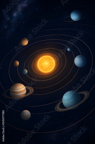 Solar System Planets Orbiting the Sun – Educational Astronomy Graphic