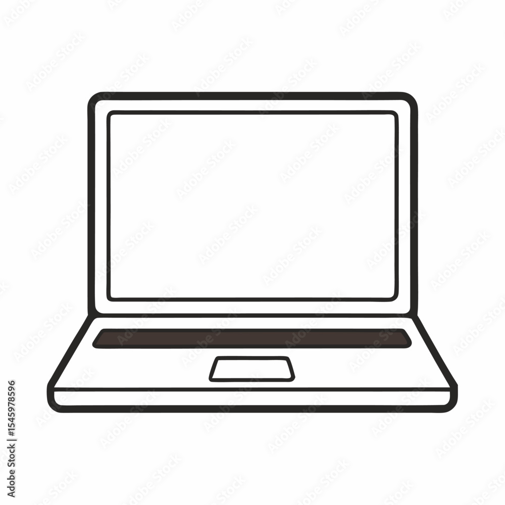 modern opened laptop mockup line art on-white background modern opened laptop mockup line art on-white background