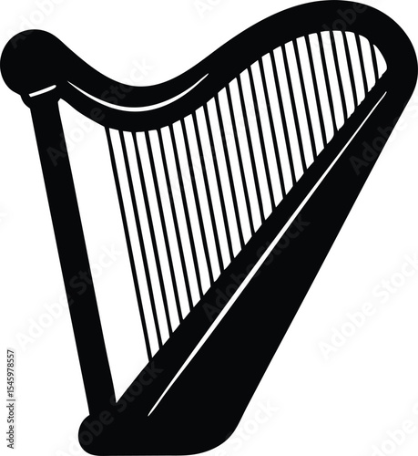 irish harp silhouette vector icon.eps