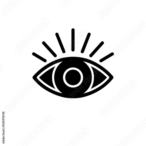 Divine eye icon in filled style with rays