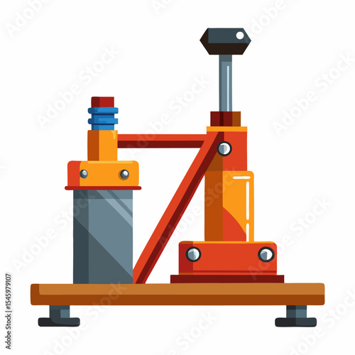 Illustration of a manual hydraulic bottle jack for lifting heavy objects
