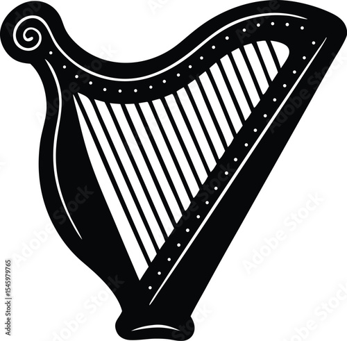 irish harp silhouette vector